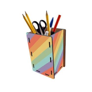 Imagem de Porta Lápis e Canetas Faixas Traços Colorido - PoloCat Acessórios