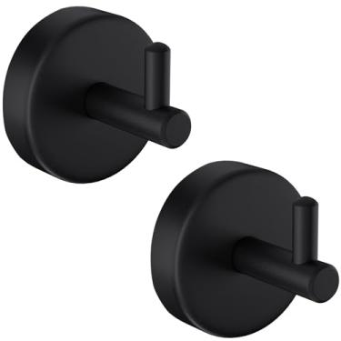 Imagem de AZW Ganchos de toalha para banheiros, 2 unidades de suporte de toalha de mão de aço inoxidável resistente, suporte de parede, cabideiro, chuveiro, roupão de banho, gancho de porta para cozinha, quarto