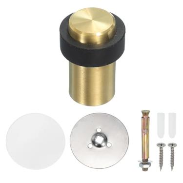 Imagem de PATIKIL 1 conjunto de batentes de porta redondos, batente de porta de aço inoxidável de 60 mm cunha cilindro de metal autoadesivo com parafuso para parte inferior do piso da porta interna, cinza