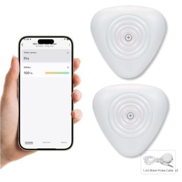 Imagem de NEO Sensor de água Zigbee, detector inteligente de vazamento de água para casa, requer hub Zigbee, compatível com SmartThings e Home Assistant (ZHA e Z2M) (pacote com 2, peças, 2)