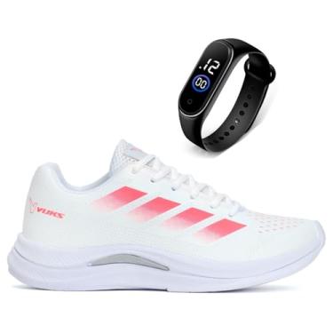 Imagem de Tênis Feminino Academia Caminhada Corrida Leve Confortável VUKS + Relógio Digital (Branco, BR, Adulto, Numérico, 36)