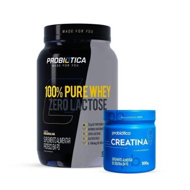 Imagem de Combo Whey Zero Lactose 900g e Creatina 100g Probiótica-Unissex