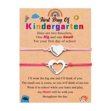 Imagem de UNGENT THEM Pulseira de coração combinando mãe filha volta às aulas Mommy and Me First Day of School Pulseira para filha meninas, 6.5 inches, Nylon, Zircônia cúbica