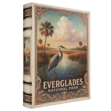 Imagem de XIAOAIKA Caixa de livro decorativa de madeira – Caixas de livros falsas vintage com design de parque nacional, armazenamento secreto com fecho magnético, capa de couro, perfeita para estante de