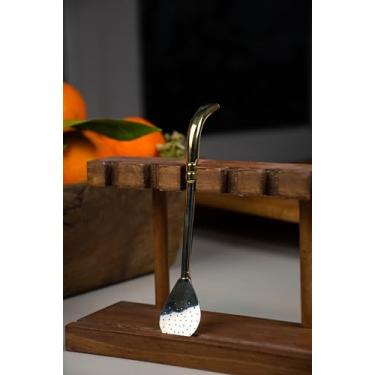 Imagem de Erva Mate Bombilla - Alpaca, Bombilla de Alpaca, Canudo de cabaça mate, canudo filtrado, bombilla artesanal, acessórios de erva mate (ouro lisa)