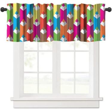 Imagem de SHElifestyle Cortina de janela colorida com giz de cera, lindas canetas arco-íris volta às aulas educacional para jardim de infância sala de aula meninas quarto de crianças 137 x 45 cm