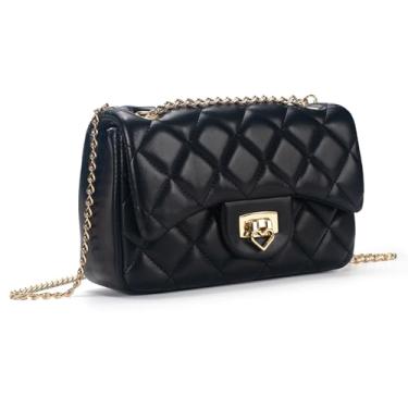 Imagem de LJCTULY Bolsas para meninas, bolsa tiracolo infantil com alça de corrente destacável, bolsa infantil com cadeado de coração para meninas (preto)