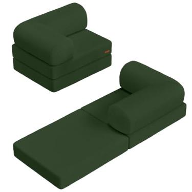 Imagem de COMAX Sofá-cama dobrável, cama dobrável para cadeira, sofá dobrável, cama conversível para adultos, cadeira futon, sofá de chão pequeno para espaços, quarto, sala de estar, quarto de hóspedes, verde