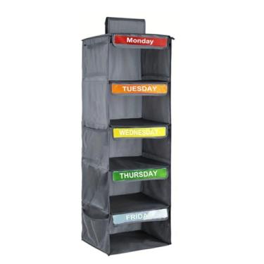 Imagem de Sobre o organizador da porta Organizador de roupas adequadas para crianças Organizador de vestidos com luvas Armazenamento de guarda-roupa adequado para roupas Suéteres (Cinza)