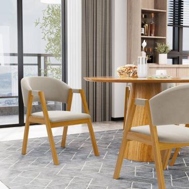 Imagem de Kit Com 6 Cadeiras Leticia Madeira Maciça Estofada Para Mesa De jantar