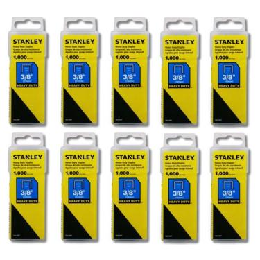 Imagem de Kit 10 Grampos Grampeador Stanley Heavy Duty 10mm 3/8" Tapeceiro Marce