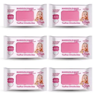 Imagem de Kit 6 Pacotes Lenços Umedecidos Marigold Baby Rosa 720un