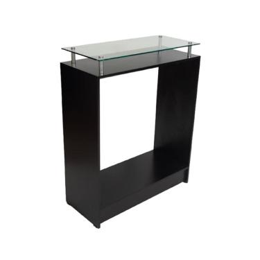 Imagem de Balcão Arara Central Com Vidro Lojas 100% Mdf Preto Desmontado - Suprema Móveis