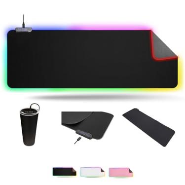 Imagem de Tilted Nation Mouse pad RGB para jogos – grande tapete de LED – Tapete de mesa de LED com 8 modos de luz ajustáveis – Base de borracha antiderrapante, tapete de superfície à prova d'água fácil de