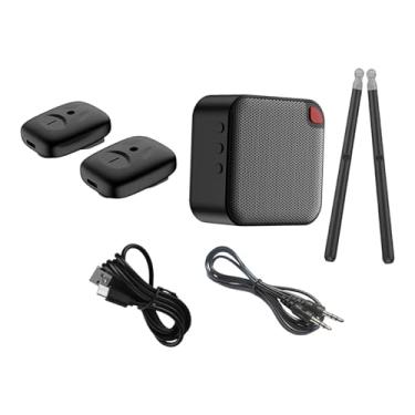 Imagem de Fenteer Conjunto de bateria eletrônica 2 em 1, baquetas de ar, alto-falante, conversor de áudio, baqueta de ar para baterista, presente para amantes da música