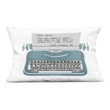 Imagem de Stupell Industries Almofada inspiradora com estampa interna para máquina de escrever, 35 x 18 x 50, off-white