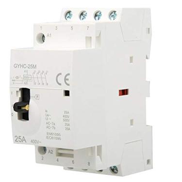 Imagem de Contator CA 4P 25A 220 V 50 Hz Contator doméstico Controle de circuito universal Montagem em trilho DIN com chave de controle manual (4NO)