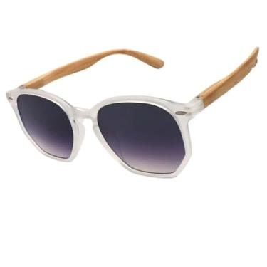 Imagem de Óculos de Sol Hexagonal Vintage em Acetato Italiano Premium Retro Lentes UV400 Feminino Masculino - Cacife Brand (Branco Degrade)