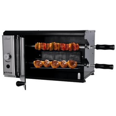 Imagem de Churrasqueira a Gás Rotativa 2 Espetos Vertical GLP 127v Stand Preto Titan