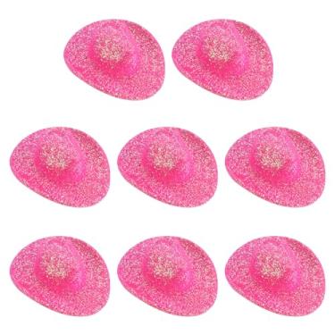 Imagem de PATIKIL Mini chapéus de caubói, 8 peças de chapéu de cowboy ocidental em miniatura para artesanato, decoração de festa, fantasia de boneca para animais de estimação, estilo glitter, vermelho rosa