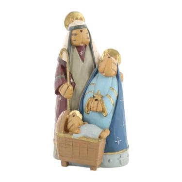 Imagem de KiBcsLic Estatueta de gato para presépio, estátua da Sagrada Família, decoração religiosa engraçada, escultura de animais para presépio, peça central para