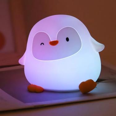 Imagem de Lâmpada de pinguim, luz noturna de pinguim para berçário e quarto de crianças, lâmpada de silicone animal que muda de cor com temporizador, luzes noturnas de LED recarregáveis, presentes de Natal para