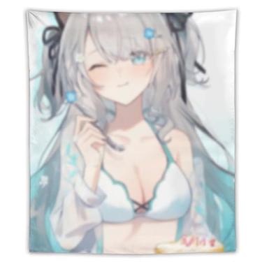 Imagem de LIEGBMEU Tapeçaria sexy de anime menina 127 x 152 cm arte de colcha de parede decoração de tapeçaria caprichosa AF137