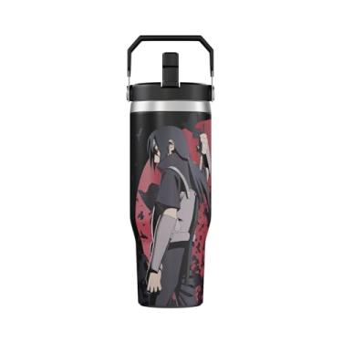 Imagem de Team Liquid Copo Naruto Itachi Bloodline com tampa, copo de água de 850 g, isolado a vácuo, garrafa de água anime, copo de aço inoxidável isolado reutilizável para água, chá gelado ou café