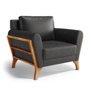 Imagem de Poltrona Sabrina De Madeira Maciça Com Almofada material sintético Pre