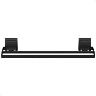 Imagem de Porta Toalha Suporte Toalheiro Com Ventosa Duplo Preto Max - HomeFull