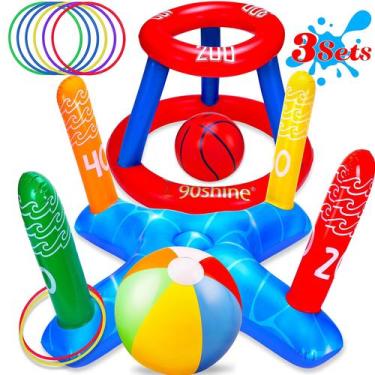Imagem de Conjunto de brinquedos de piscina 90shine Floating Basketball Hoop Inf