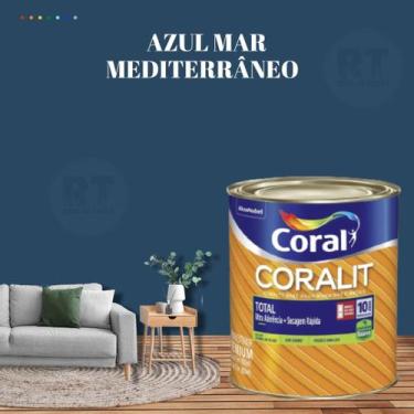 Imagem de Tinta Esmalte Sintético Base Água Cor Azul 800ml Coral Coralit Total Z