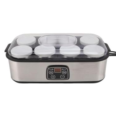 Imagem de Asixxsix Máquina de Fabricante Automática de Iogurte, LCD Exibir Máquina de Iogurte Grego Com 8 Frascos, Temperatura Ajustável e Controle de Tempo para Iogurte Orgânico Doméstico, Queijo (EU)