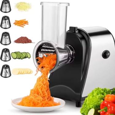 Imagem de Cortador Elétrico Automático de Vegetais Ralador Aço inoxidável 250 W Acompanha + 5 Lâminas (Voltagem 110V)