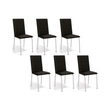 Imagem de Cadeira de Cozinha Amsterdã C091 Kit 6 Un Cromada/Preto 110 - Kappesberg