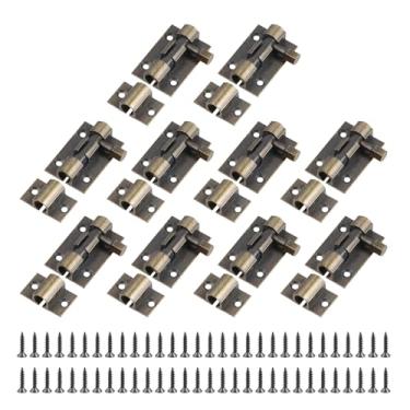 Imagem de MY MIRONEY 10 peças de parafuso de barril bronze antigo trava de latão trava de segurança para portão de porta interna, cerca de madeira, porta de celeiro, 3,8 cm