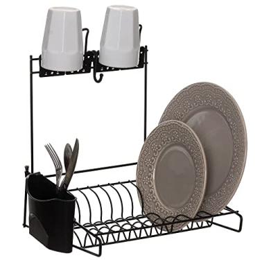 Imagem de Escorredor de Pratos para Parede Aramado Luna Preto com Preto