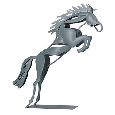 Imagem de Estátua de Cavalo de Metal, Estatueta de Cavalo Colecionável de Ferro Design 3D para Quarto, Decoração de Escultura de