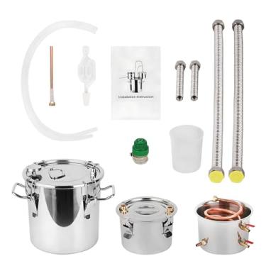 Imagem de Kit de destilaria para álcool, 3/5/10/13,2 galões, 3 potes, tubo de cobre inoxidável completo com bomba de água, termômetro de metal, câmara de ar, bolsa de fermentação, kit de teste de alcoolíme