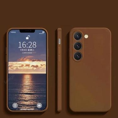 Imagem de HJZSZX para Samsung S24Plus Capa de silicone macio para celular compatível com armadura de microfibra (para Samsung S24Plus/marrom)