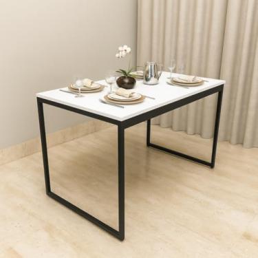 Imagem de Mesa de Jantar MDF Premium e Aço Estilo Industrial 100x60cm Ideal para Apartamento Sala de Estar ou Cozinha