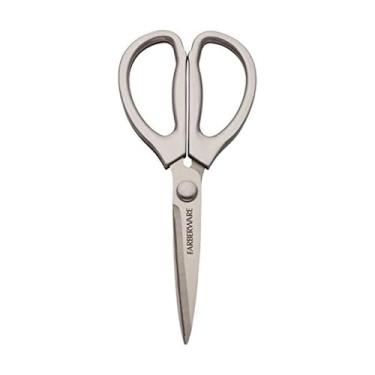Imagem de Farberware Tesoura multiuso de aço inoxidável de alto carbono com alças contornadas, 20,8 x 8,8 x 1,2 cm, prata