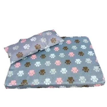 Imagem de Cama Pet Caminha Para Cachorro e Gato C/ZIPER Colchão Fundo Impermeável com Travesseiro(CINZA COM TRAVESSEIRO,90X50)