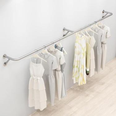 Imagem de Suporte De Roupas De Ouro Mouted De Parede Idustrial Pipe Garmet Rack, Rack De Roupas Pesadas Para Roupas Hangig, Rack De Armário Multiuso Para Guarda-roupa