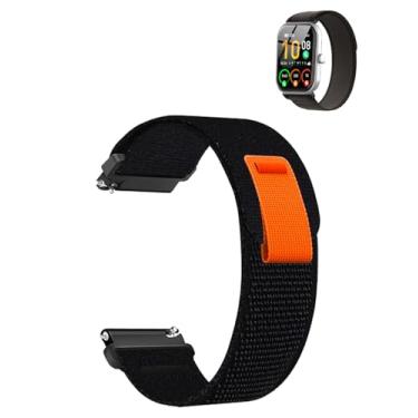 Imagem de YAJOJO Pulseiras para relógio inteligente Coucur Y66, pulseira esportiva de nylon para smartwatch Coucur Y66, pulseira de reposição de secagem rápida e absorção de suor, pulseira ajustável, preta