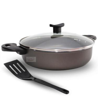 Imagem de Frigideira 24 Antiaderente Teflon Grande Tipo Wok com 2 alças Alta Com