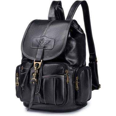 Imagem de Mochila Vintage de Couro Sintético Resistente à Água para Estudantes e Viagens