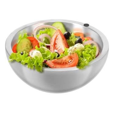 Imagem de Tigelas de mistura de aço inoxidável, tigelas de servir com isolamento térmico de parede dupla, tigelas de sopa de metal com isolamento térmico, tigelas de salada inquebráveis, recipientes de