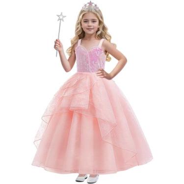 Imagem de Fantasia Btonai Kids Pink Witch para meninas com coroa e varinha