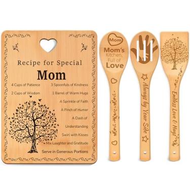 Imagem de Presentes para mãe tábua de corte de aniversário: presente de dia das mães da filha e filho - conjunto de cozinha personalizado com tábuas e utensílios de bambu para novas mães | sogra | bônus mamãe